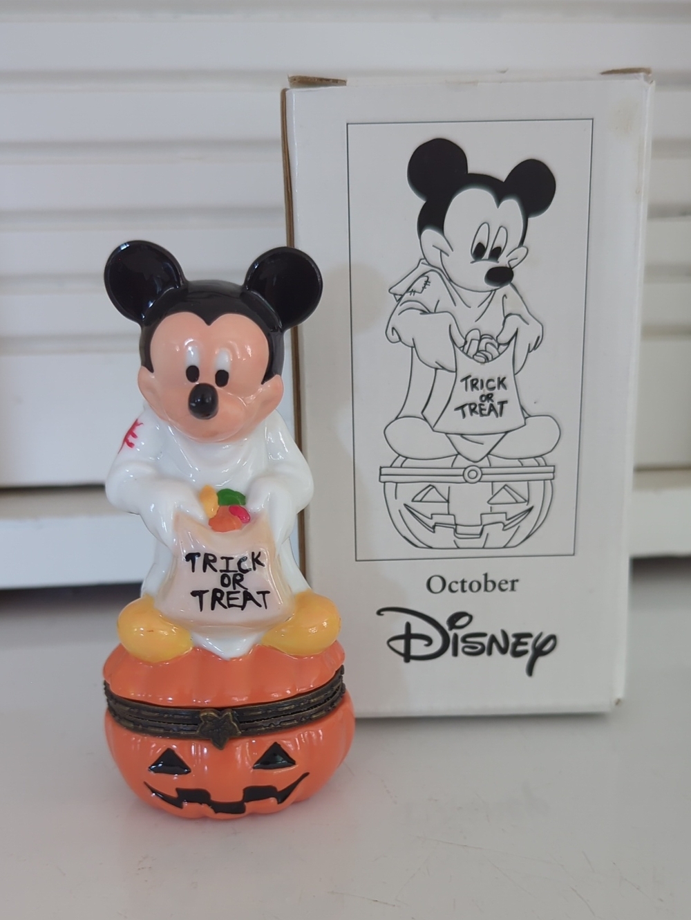 Disney October Halloween Mickey Mouse Hinged Porcelain Trinket Box